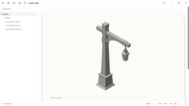 A 3D lantern, shaded and turned.