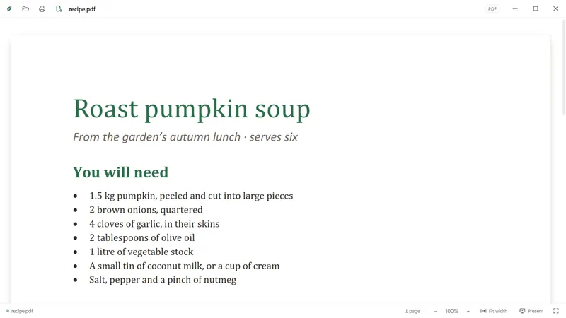 A PDF recipe card.
